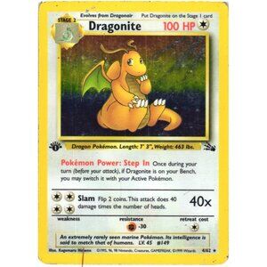 Dragonite 4/62 Fossil Set Holo Rare 1st Edition 1999 Pokémon Game Card WOTC